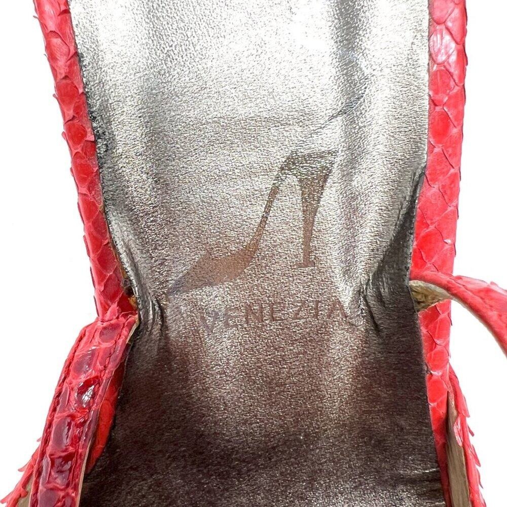 Vintage Rene Caovilla Python Slingback Heels Red … - image 7